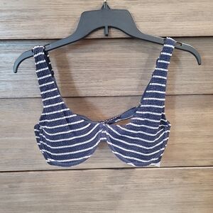 Abercrombie & Fitch Navy and White Striped Bikini Top